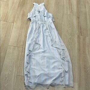 Elegant Light Blue Halter Maxi Dress